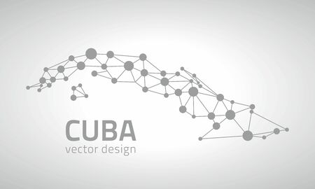 Cuba gray contour perspective dot outline vector mapsのイラスト素材