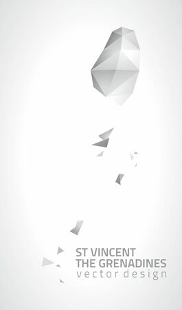 Saint Vincent and the Grenadines vector graphic gray triangle polygonal 3d mosaic mapのイラスト素材