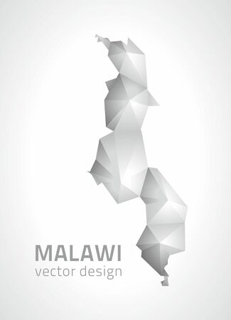 Malawi polygonal triangle gray and silver vector graphic mapのイラスト素材
