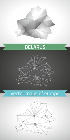 Belarus. Set graphic vector maps of Belarus, polygonal, gray, mosaic, triangle illustrationsのイラスト素材