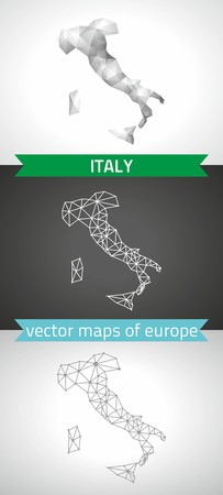 Italy. Set vector graphic maps of Italy, polygonal, gray, mosaic, triangle illustrationsのイラスト素材