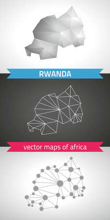 Rwanda graphic maps of Africa, polygonal, gray, mosaic, illustrations.のイラスト素材