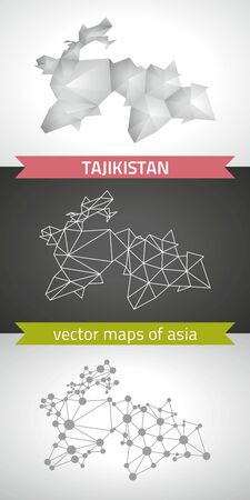 Tajikistan vector graphic gray triangle geometry outline perspective shadow mapsのイラスト素材