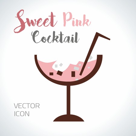 Pink fresh tasty drink, vector illustrationのイラスト素材