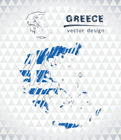 Map of Greece with hand drawn sketch map inside. Vector illustrationのイラスト素材