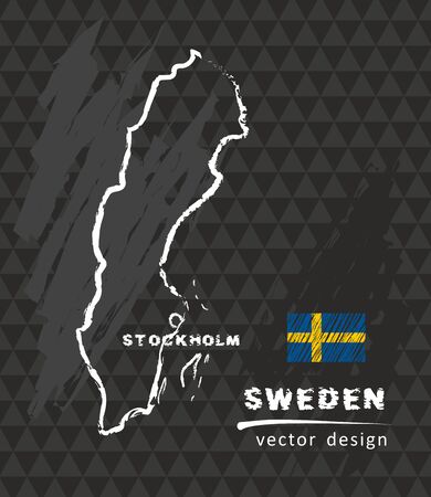 Sweden map, Chalk sketch vector illustrationのイラスト素材