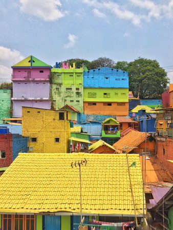 Potrait of Rooftop Houses in Jodipan, Malangのeditorial素材