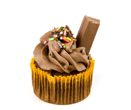 Luxury Chocolate Cup Cake isolated against white background の写真素材