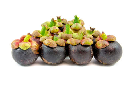 mangosteens on white background の写真素材