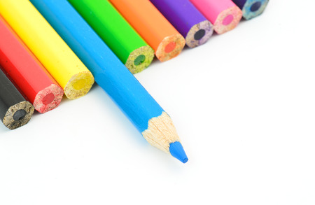 multicolored pencils isolated on white backgroundの写真素材