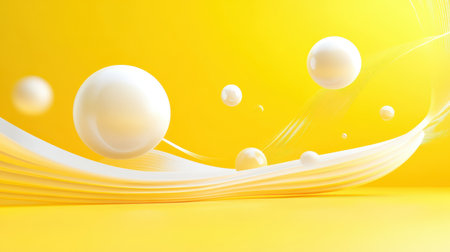 Bold yellow background design with dynamic shapes and soft lighting, ideal for creative projects.の素材