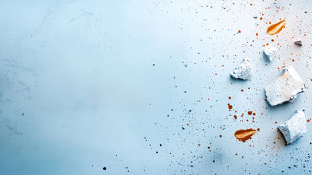 An artistic light blue grunge background featuring splashes of paint and textured layers, perfect for creative projects and modern art displays.の素材