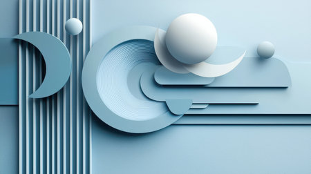Light blue artistic background with geometric shapes and textured patterns, creating a modern and stylish design.の素材