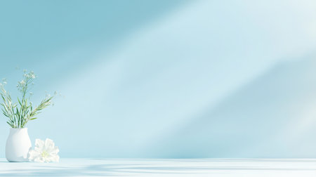 Minimal light blue background with soft shading, creating a calm and professional design for modern use.の素材