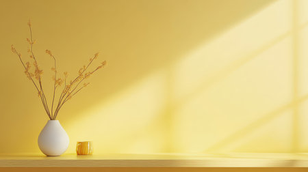 Soft, warm yellow wallpaper background with minimalistic details, creating a calming and relaxing atmosphere.の素材