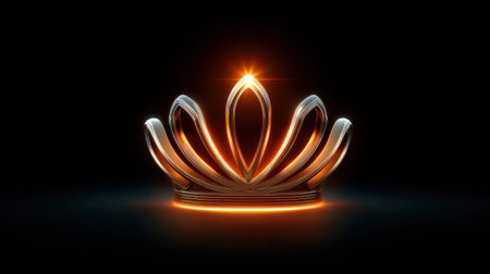A stunning crown designed with a luminous outline and radiant light effects, set against a dark background. This image signifies royalty, elegance, and grandeur.の素材