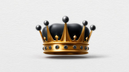 Stunning gold crown featuring a black velvet cushion and decorative jewels, representing elegance and royalty, perfect for creative projects or design inspirations.の素材