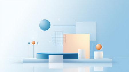 Clean light blue vector background with geometric shapes, offering a modern and minimal look for digital use.の素材