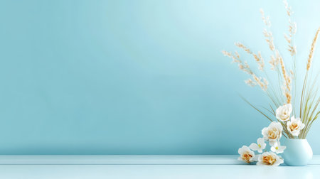 Pastel light blue background, evoking calmness and neutrality, ideal for web designs.の素材