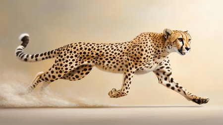 A cheetah sprinting, each stride stretching its body to the limit, with prey just ahead.の素材