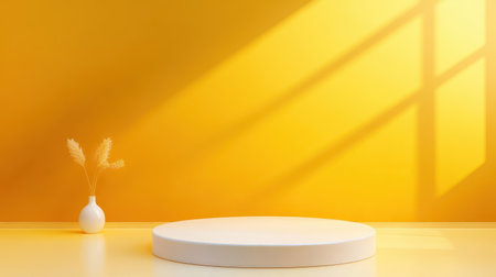 Elegant yellow wallpaper background with a delicate pattern and soft lighting effects, perfect for modern interiors.の素材