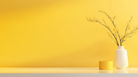 Soft, warm yellow wallpaper background with minimalistic details, creating a calming and relaxing atmosphere.の素材