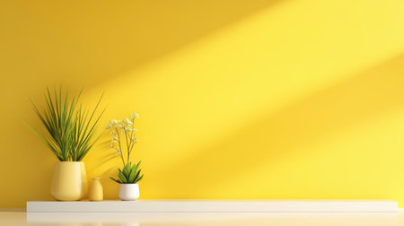 Yellow wallpaper background featuring soft textures and light shadowing for a sleek, professional design.の素材