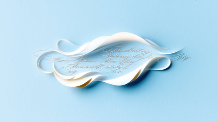 A light blue background with beautiful handwritten calligraphy, perfect for personalized greeting cards or announcements.の素材