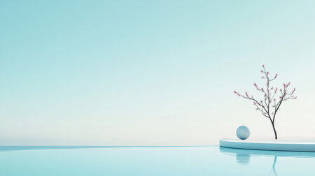 Muted light blue background with soft, understated tones, perfect for creating a calm and minimalistic design.の素材