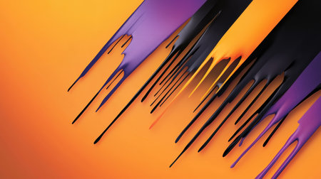 agged lines in vibrant orange, black, and purple.の素材