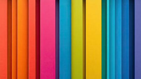 A bold rainbow stripes background with evenly spaced horizontal lines in vibrant colors, creating a bright and playful design.の素材