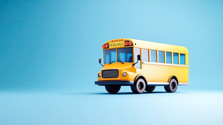 A school bus model isolated with shadow effects, making it appear as if its hovering slightly off the ground.の素材