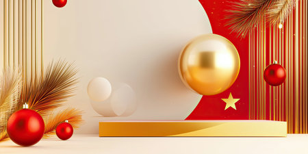 New Year's Sale graphic with festive gold and red theme, shimmering details, and celebratory design, great for holiday promotions.の素材