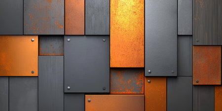 Weathered steel metal texture with rugged surfaces, rust patches, and worn-out sections.の素材