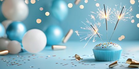 Simple and fun New Year's clipart with confetti, sparklers, and party poppers, ideal for casual New Years graphics.の素材