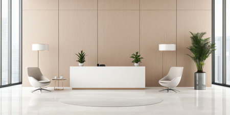 Softly textured office wall with neutral tones, ideal for modern and corporate designs.の素材