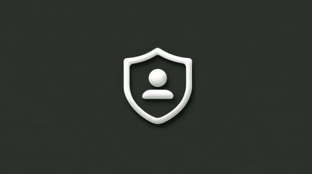 Account icon with a shield overlay, representing secure user login and privacy protectionの素材
