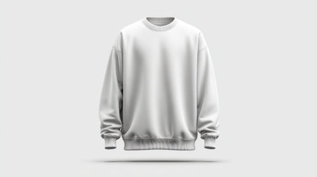 Front view sweatshirt mockup on a plain white background, clean and minimal for showcasing custom logo or design with copy spaceの素材