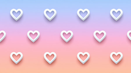 Repeating heart outline backdrop with pastel gradients, modern and minimalist style for versatile use.の素材
