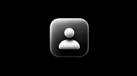 Simple black and white account icon on a gradient background, perfect for app design mockupsの素材