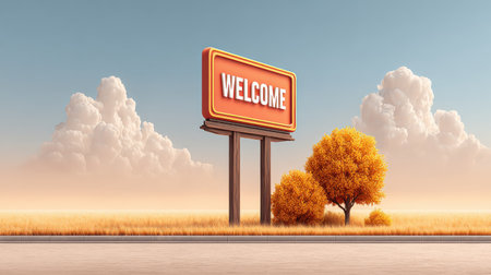 Digital school signboard outside campus entrance displaying welcome message for studentsの素材