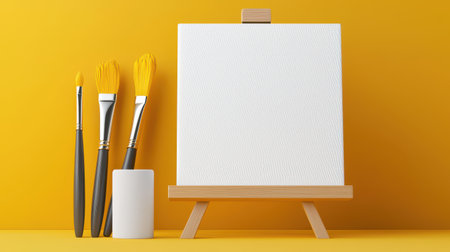 A creative 3D icon of a paintbrush and canvas for artistic hobbies.の素材