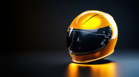 Digital icon with a bright yellow helmet on a black background.の素材