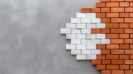 Weathered bricks and concrete walls as a gritty construction-themed background.の素材