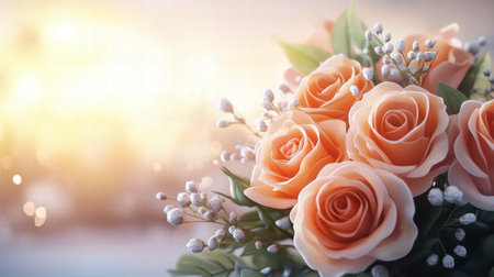 A close-up of a stunning Valentine's bouquet with soft-focus roses, creating a romantic vibe.の素材