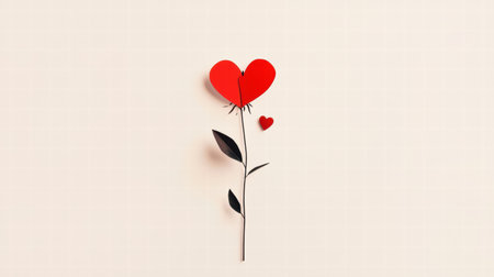 A minimalist Valentine's card with a single elegant flower illustration and a simple love message.の素材