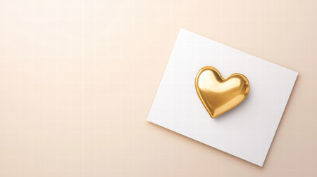 A simple and elegant Valentines Day card with a gold foil heart, perfect for expressing love.の素材