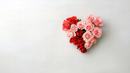 Heart-shaped floral arrangement with pink and red roses for Valentine's Day giftingの素材