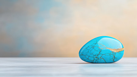 A close-up of a vibrant blue stone, such as turquoise, on a light background to highlight its color.の素材