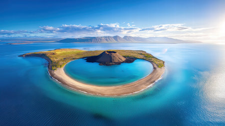 A remote Australasian island with dramatic volcanic landscapes and pristine beachesの素材